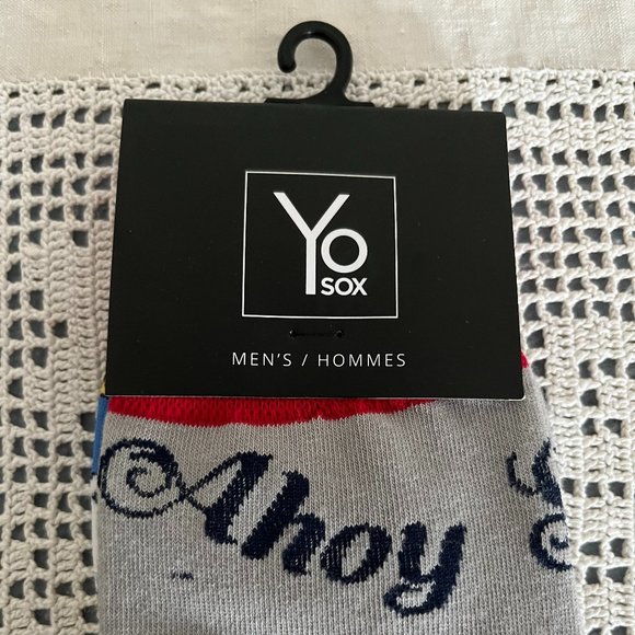 NEW with tags YoSox grey, red, navy, white & yellow socks men’s size 7-12 rare - Picture 2 of 9
